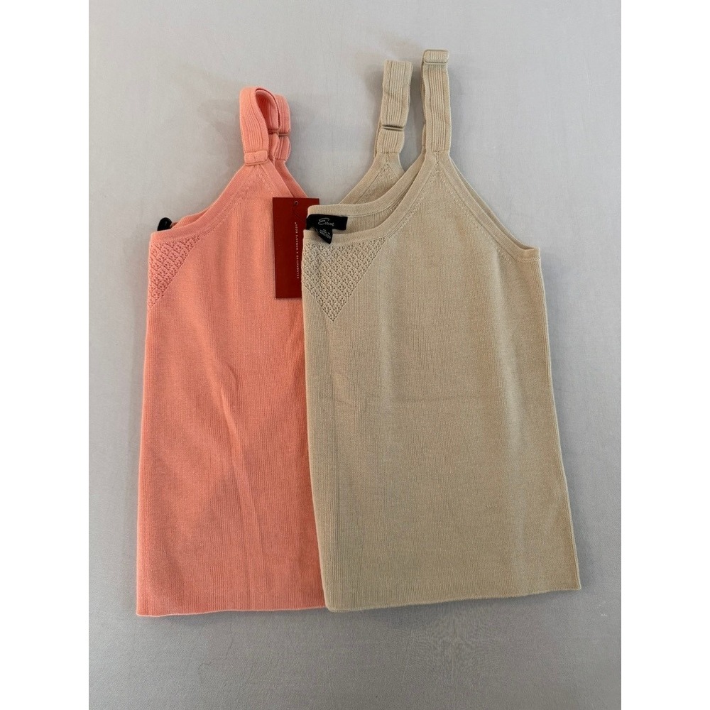 NWT Emme Women Plus Size Spaghetti Strap Tank Tops, Set of 2, Peach, Tan, Size 0 - Picture 9 of 9